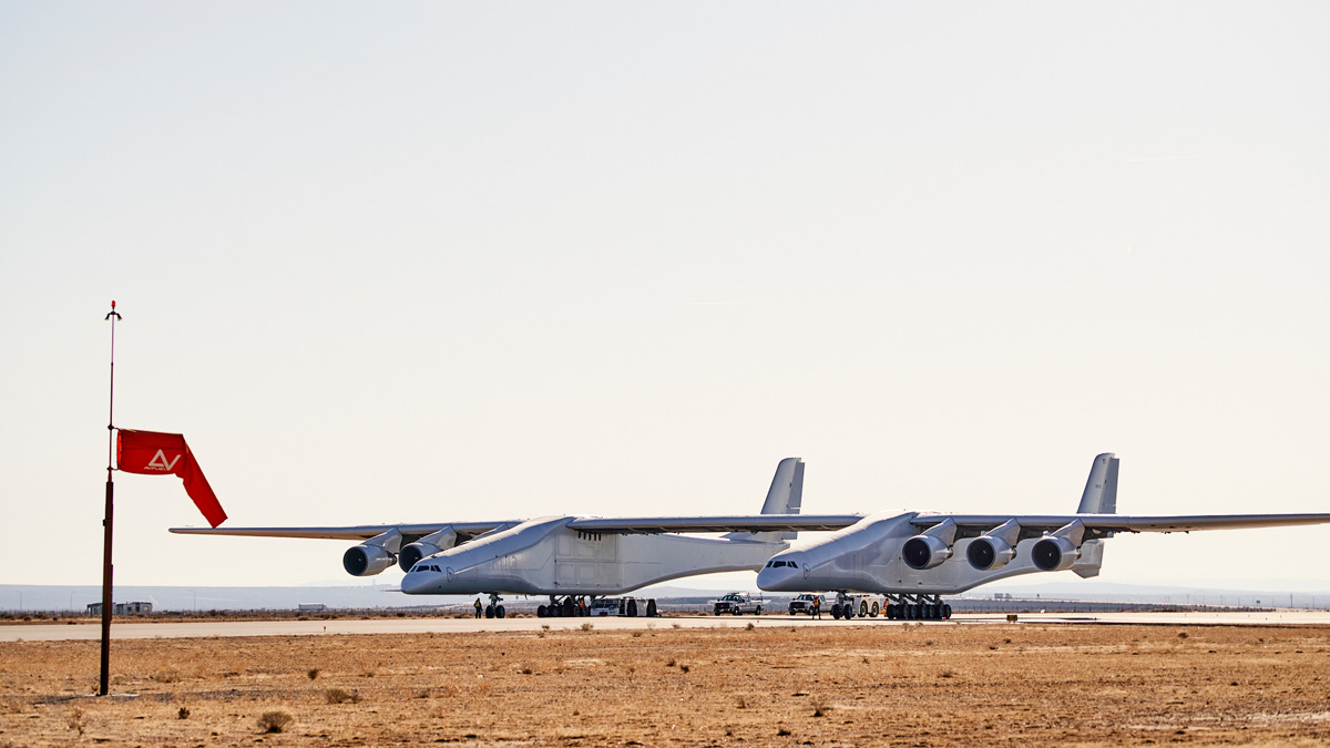More photos here. Ars Technica: “When it flies, the Stratolaunch aircraft will be the largest aircraft ever to take to the skies. The current record for wingspan is the Hughes H-4 Spruce Goose, which had a wingspan of 97.5 meters. The Stratolaunch...